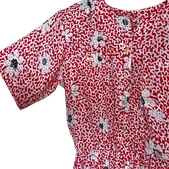 Vintage 80s Miss Oops California Floral Print Midi Dress Flowy Cottagecore Lrg - Picture 5 of 7